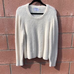 Old Navy Cream Fuzzy Scoopneck Sweater